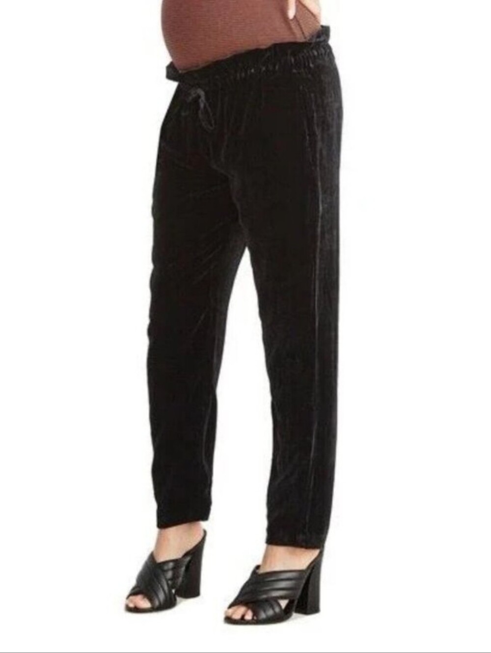Hatch Maternity Black Velvet Paperbag Waist Pants | Size 0